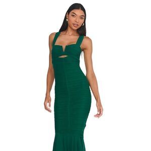 selfie leslie green maxi dress Amaretto Lace Waist Ruffle Maxi Dress Hunter Green